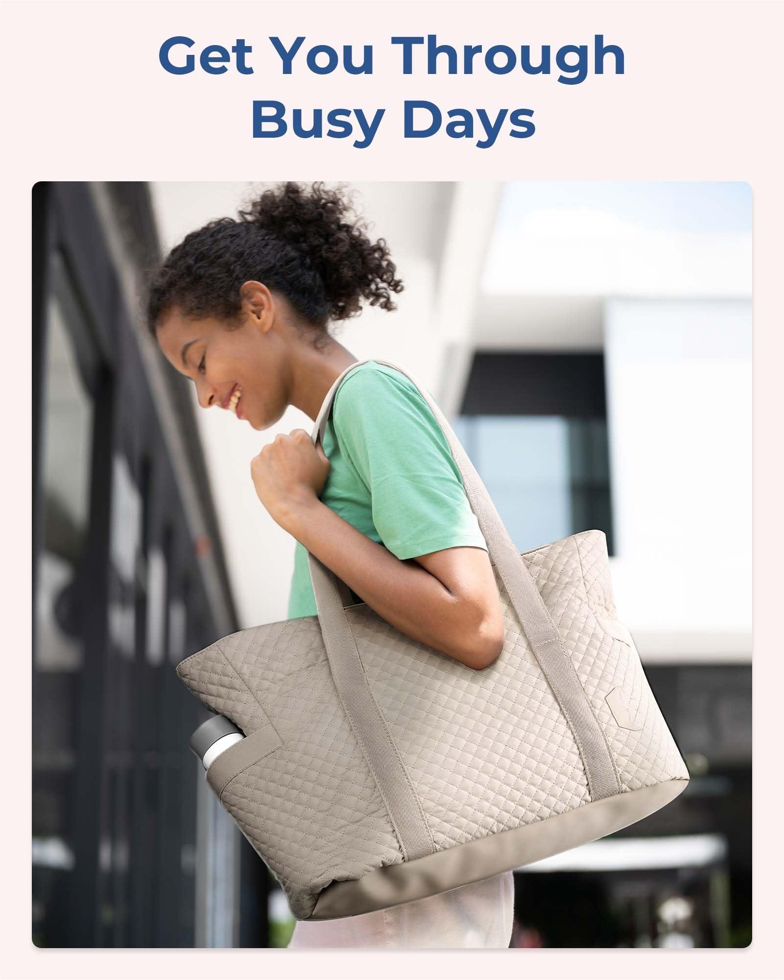 Miseleyio Large Tote Bag For Women, Travel Shoulder Bag Top Handle Handbag with Yoga Mat Buckle for Gym, Work, Travel