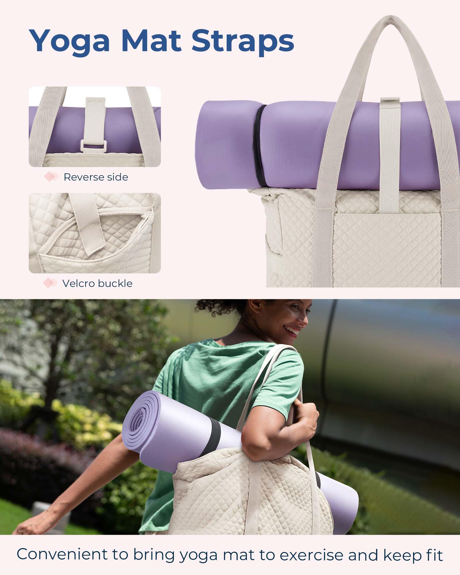 Miseleyio Large Tote Bag For Women, Travel Shoulder Bag Top Handle Handbag with Yoga Mat Buckle for Gym, Work, Travel