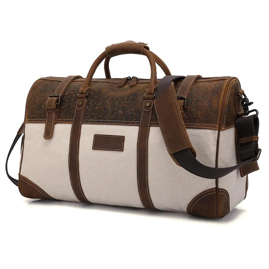 Miseleyio Custom Large Capacity Vintage Camping Canvas Duffel Bag Hand Carry Weekender Luggage Travel Canvas Duffle Bag For Men